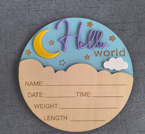 Hello World Baby Wooden Bulletin Board Newborn Wall Decor Sign for Christmas Party <strong>Decorations</strong> - Product Image 5