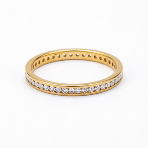 Bague éternité en or 10 carats avec diamants ronds, fabricant de bijoux en gros - Product Image 1
