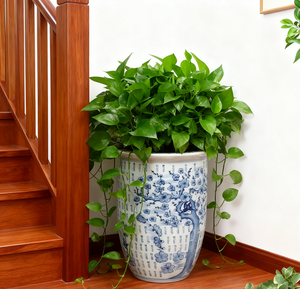 Maceta de Porcelana Azul y Blanca China, Macetero Grande de Cerámica con Diseño de Flores de <span class=keywords><strong>Ciruelo</strong></span> para Decoración de Plantas de Interior - Product Image 2