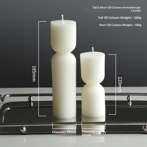 Bougies parfumées côtelées en forme de pilier, hautes et courtes, bougies d'aromathérapie en colonne 3D, décoration d'intérieur, accessoire photo, cadeau de festival - Product Image 6