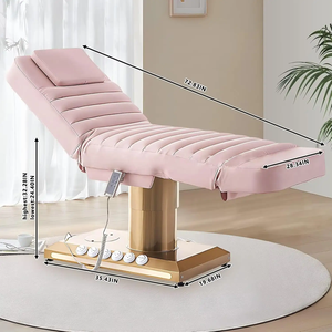 Table de massage de luxe avec base dorée rose, moderne, 3 moteurs électriques, lit de beauté pour salon de <span class=keywords><strong>spa</strong></span> cosmétique avec commande au pied - Product Image 6
