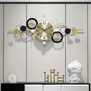Horloge murale décorative moderne de luxe en métal doré 89*42cm, grande taille, pour salon, décoration intérieure, cadeau, livraison directe DDP - Product Image 1