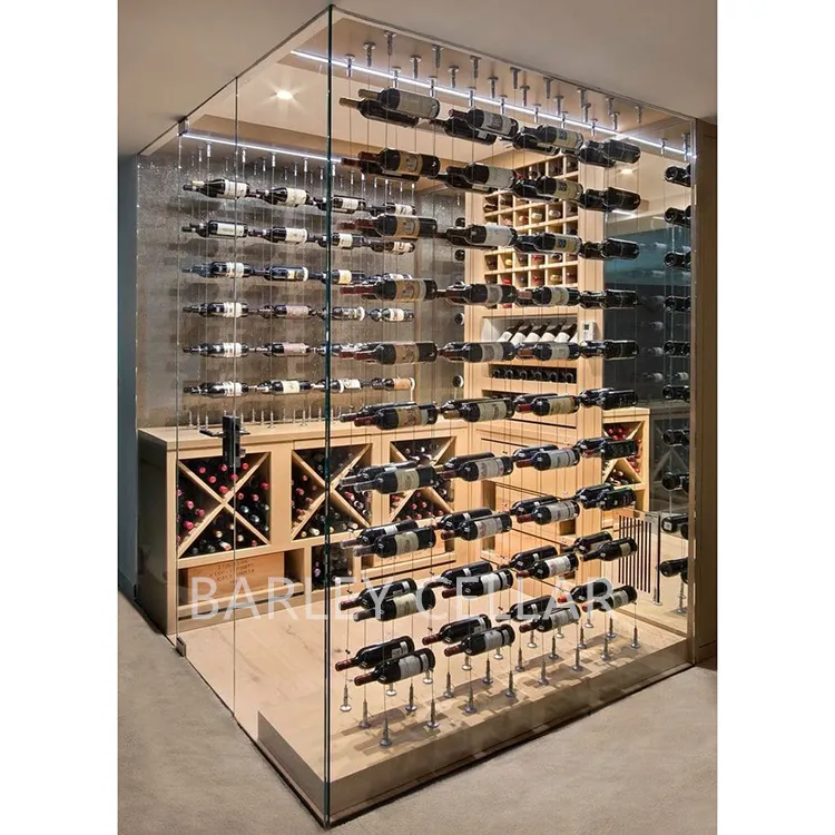 BARLEY cellar modern design glass wine cellar display racks cabinet to storge wine