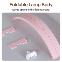 Table de manucure pliable demi-lune avec lampe et support pour téléphone, idéale pour les techniciennes d'ongles, le maquillage et les extensions de cils