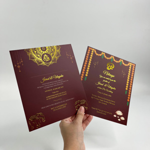 Tarjetas de Agradecimiento con Estampado en Dorado y Logotipo Personalizado CMYK al por Mayor - Tarjetas de Invitación de Boda de Lujo con Impresión en Lámina - Product Image 2