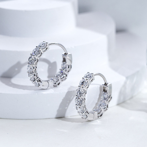 Boucles d'oreilles rondes en diamant or blanc 18 carats Messi Jewelry MSE-959 pour femmes - Product Image 3