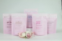 Sachets Doypack thermoscellables à fermeture éclair, imprimés en héliogravure, avec revêtement UV, transparents, givrés, recyclables en PE, pour emballage de lessive en poudre, perforés