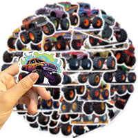 50 autocollants de dessin animé Monster Truck DIY, autocollants imperméables en PVC pour décorer ordinateur portable, guitare, bagages, pour adolescents et adultes, autocollants en vinyle