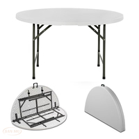 Table ronde pliante en plastique blanc de 4, 5 ou 6 pieds, idéale pour événements, mariages en extérieur, banquets – Table circulaire moderne en plastique, vente en gros