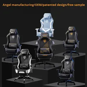 Chaise de jeu en cuir synthétique de qualité supérieure, pivotante à 360 degrés, hauteur réglable, inclinable manuellement, ergonomique, dossier haut, 4 positions - Product Image 4