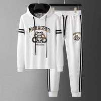 Ensemble deux pièces thermique en velours côtelé pour homme, style décontracté et sportif, à manches longues, en tissu tissé Spandex/coton, imprimé, pour le printemps et l'hiver, style urbain