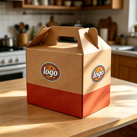 Caja de Embalaje de Papel Kraft Resistente a la Grasa, Plegable, Reciclable, con Logotipo Impreso Personalizado al por Mayor, para Comida Rápida para Llevar, como Pollo Frito