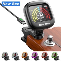 Fast Delivery in Stock Black Gray Orange Color Musical Instrument Rechargeable Lithium Battery Clip-On Tuner for Guitar, Bass