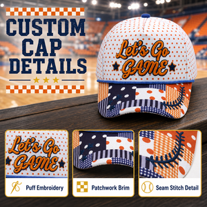 Cappellino da Baseball Strutturato a 5 Pannelli Bicolore con Ricamo 3D 'Let's Go GAME' e Stampa a Pois, Cappello Snapback per Eventi Sportivi e Feste - Product Image 2