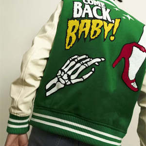 Chaqueta de Invierno Corta Personalizada 100% Lana, Estilo Bomber Universitario, Impermeable, con Bordado de Letras, Servicio OEM Disponible - Product Image 5