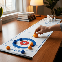 Individuelles Logo 3-in-1 Tisch-Curling-Bowling-Shuffleboard-Spielset Großhandel Tragbares Indoor-Familien-Party-Tischspiel