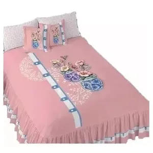 Juego de Edredón Eloisa King Size de 4 Piezas con Bordado Floral, Estilo Princesa, para Uso Doméstico - Product Image 1