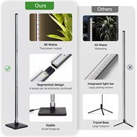 Lampe de culture décorative à LED 6400K à spectre complet, dimmable, sur pied, hauteur réglable, 56 pouces, avec 58 µmol/s PPF Ra80 CRI