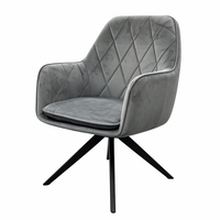 Fauteuil pivotant à 360 degrés, siège rembourré en mousse haute densité, dossier haut incurvé, fauteuil lounge en chenille sur base en métal noir pour usage domestique