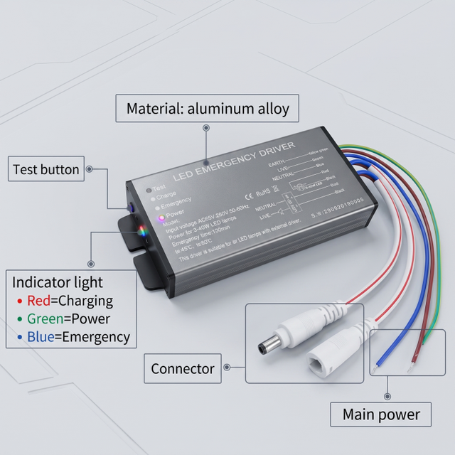 Professional Led Emergency Lighting Module 3-80w Power Output 180 Mins Backup Time for Industrial High Bay Panel Downlight