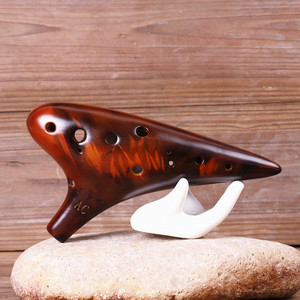 Ocarina de 12 orificios de paja ahumada al por mayor, instrumento de viento étnico tradicional, tono preciso - Product Image 3