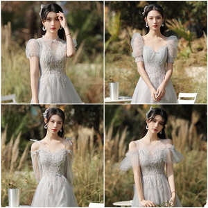 Bridesmaid Dress Long A Line Tulle Sweetheart Neckline Natural Waist Slim Fit For Wedding Party - Product Image 5
