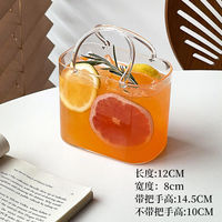 Gobelet en verre élégant en forme de sac fourre-tout avec paille, tasse transparente créative résistante à la chaleur pour pique-nique, bureau, fête, vaisselle esthétique