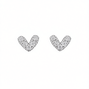 E1611 Orecchini in Oro Bianco con Diamanti Taglio Cuore, Gioielli Romantici da Donna per Uso Quotidiano, Colore D Naturale - Product Image 1