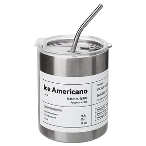 300ml Lowball Double Wall Insulated 10 oz 10oz <strong>Stainless</strong> <strong>Steel</strong> <strong>Tumbler</strong> Cup with Straw Lid - Product Image 1