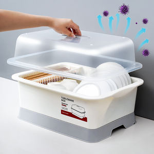 Scatola di immagazzinaggio di plastica delle stoviglie dello scolapiatti delle ciotole dei piatti della famiglia della fabbrica di vendite calde con il coperchio - Product Image 4