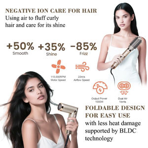 Styler capillaire multifonctionnel pour <span class=keywords><strong>salon</strong></span>, sèche-cheveux automatique 800W, peigne chauffant, brosse à air chaud à ions négatifs, boucleur rotatif durable - Product Image 4