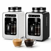 Machine à café filtre entièrement automatique, cafetière électrique américaine 600W avec broyeur, fonction maintien au chaud, contrôle tactile LCD pour la maison et le bureau