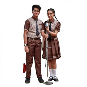 Ensemble uniforme scolaire pour filles, chemise en coton Oxford, jupe, pantalon, design rayé vert kaki, confortable, durable, respirant - Product Image 6