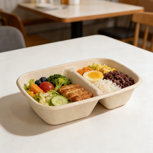 Barquette alimentaire jetable biodégradable 100% compostable en pulpe de bagasse de canne à sucre naturelle avec couvercle - Product Image 6