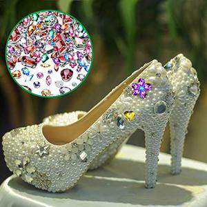 아크릴 라인스톤 루즈 비즈 플랫백 바느질용 신발 장식품 제작용 호스아이 마르퀴즈 포인트 백 24가지 색상 반짝이는 9면체 사이즈 - Product Image 6