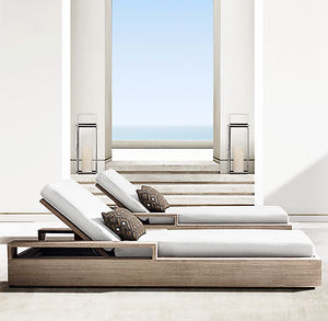 Tumbona de Madera Maciza para Patio de <span class=keywords><strong>Casa</strong></span> o Villa, Muebles de Exterior, Tumbona de Playa de Madera de Teca - Product Image 1