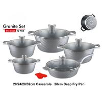 Set Panci dan Wajan Anti Lengket Klasik 12 pcs, Set Panci Aluminium Die Cast dengan Dasar Berlapis Intan, Peralatan Masak Rumah Tangga dengan Tutup Kaca