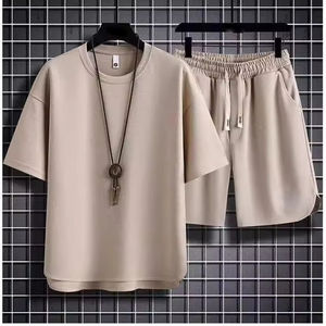 Wholesale Men's Casual Summer Breathable and Quick Dry Fashion Clothes With Printed Pattern Short <strong>T</strong>-<strong>shirt</strong> Set - Product Image 2