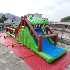 Château gonflable commercial combiné avec toboggan et structure de jeu pour enfants, parcours d'obstacles crocodile - Product Image 2