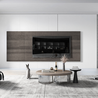 Meuble TV à étagères ouvertes en noyer, moderne, pour hall d'hôtel, laqué gris marbre, classique