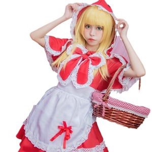 Zixiao Little Red Riding Hood Cosplay Costume Women Adult Red Polyester Dress Set League Of Legends Annie Maid Outfit - Product Image 5