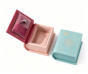 Wholesale Celestial Star Pattern Jewelry <b>Boxes</b> <b>Book</b> Shape Design Plush Velvet Interior For Small Jewelry Display And Party Fa - Product Image 1