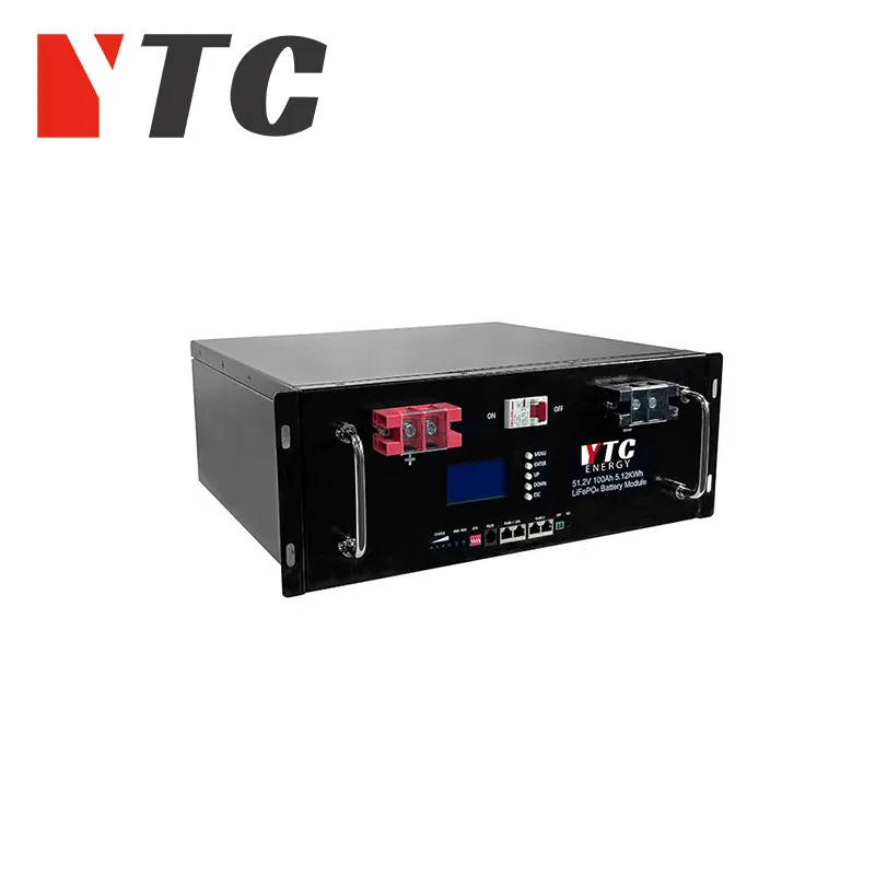 YTC Popular product 51.2v 100ah 5.12kWh Rack Mounted lifepo4 solar lithium battery with home energy storage systems