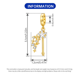 Colgante de varita de hadas con diseño de estrella de cobre blanco, superventas transfronterizo, accesorio de joyería DIY de alta gama para pulseras de mujer - Product Image 3