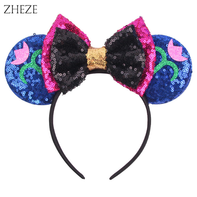 Wholesale Women's Fashion Festival Party Hair Accessories Snowflake Sequined Mouse Ear Headband for Kids
