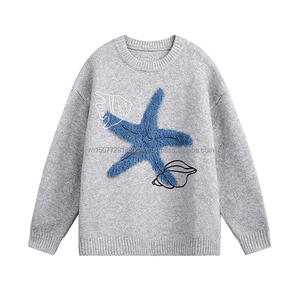 Suéter de Punto Holgado, Estilo Informal, Cuello Redondo, para Otoño e Invierno, con Patrón Jacquard Personalizable, Combinable con Todo, Juvenil y Moderno - Product Image 4