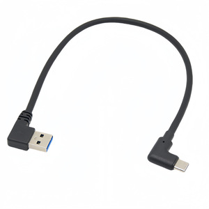 Usb 3.0 To Type C Data Cable Double Angle Right Angle For Computer Mobile Phone <b>Hard</b> <b>Drive</b> 0.25 0.5 1 Meter Black - Product Image 3