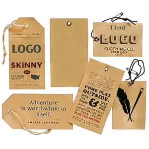 Abbigliamento Hang Swing Tag Design stampa Vintage personalizzata Logo carta di cartone Kraft cartellino per abbigliamento per Jeans