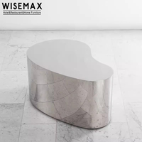 WISEMAX FURNITURE Table centrale industrielle au design unique base en acier inoxydable table basse irrégulière en métal pour le salon