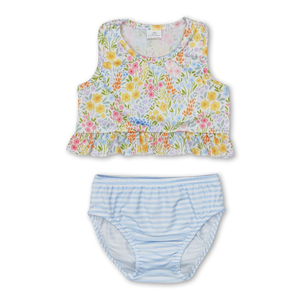 Maillot de bain pour bébés filles, sans manches, imprimé étoile de mer, à carreaux, à volants, bikini d'été pour bébés filles - Product Image 2